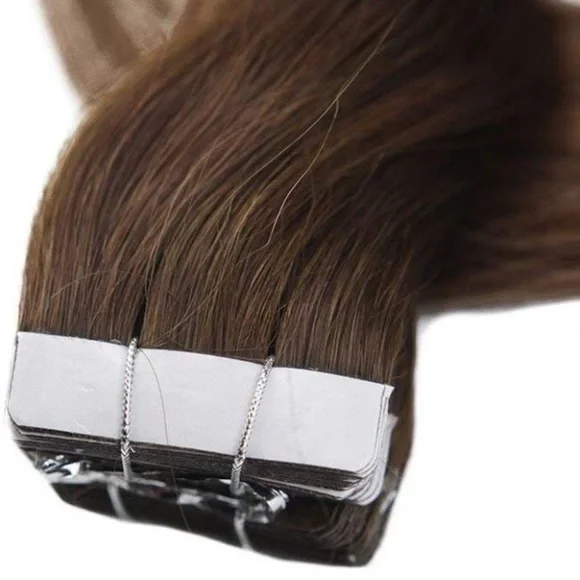 3 20” #4 Brownto #27 +14 & 4 HUMAN HAIR TAPEINS Wigs & Extensions